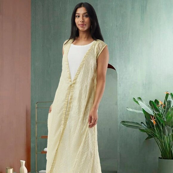 Lemon Yellow Two-Piece Layered Dress | Muvvas Boutique - Picture 1 of 5